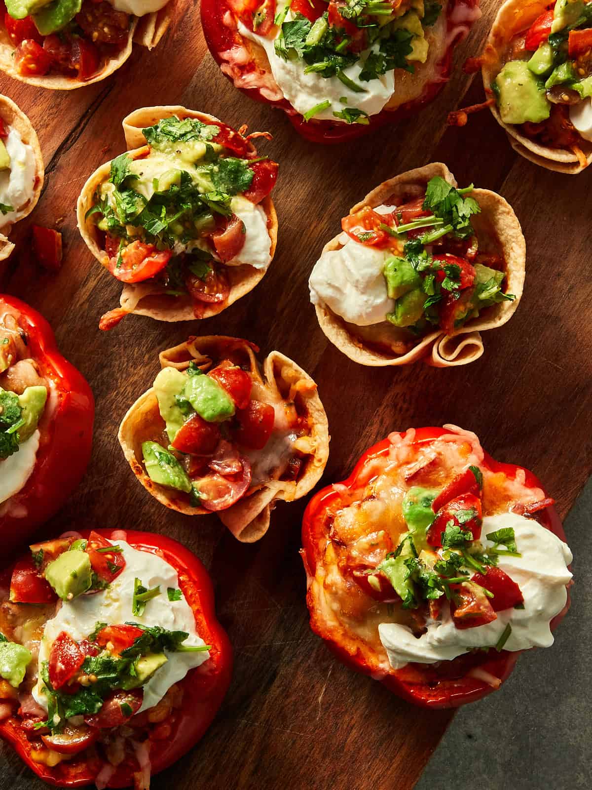 top view of taco cups ready to eat