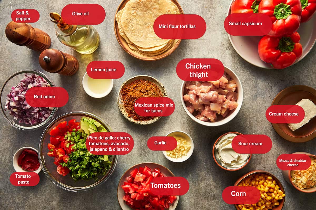 List of Ingredients for the Taco cups